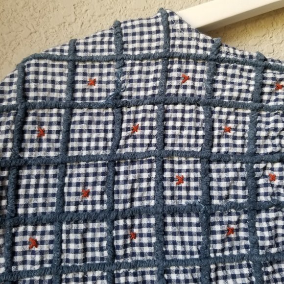 Zara Woman Gingham Check Embroidered Tassel Top Boho Blue White Womens Size S - Picture 6 of 12